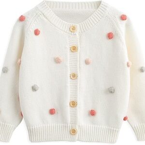 Simplee Jacquard Cable-Knit Sweater Long Sleeve Cardigan for Baby Toddler Girl